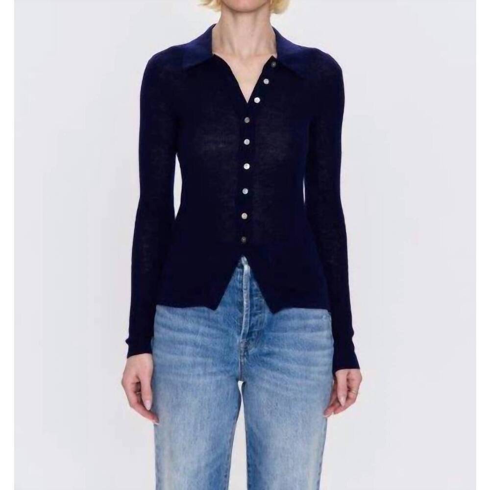 pistola Navy Button-Front Lightweight Cardigan
